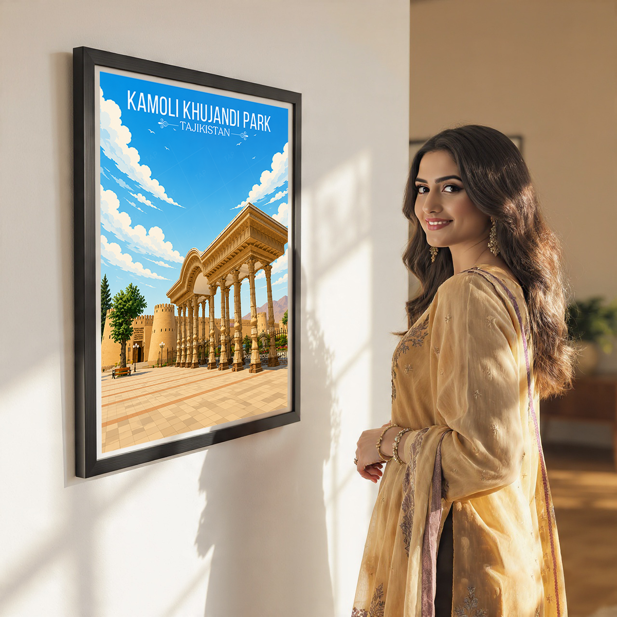 Kamoli Khujandi Park - Tajikistan - Travel Poster Print Modern Style Wall Art