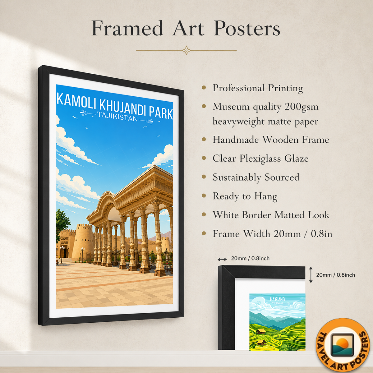 Kamoli Khujandi Park - Tajikistan - Travel Poster Print Modern Style Wall Art