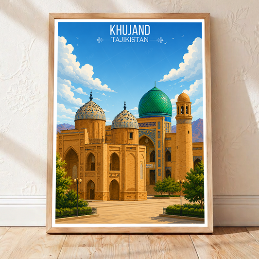 Khujand - Tajikistan - Travel Poster Print Modern Style Wall Art - Art Print - Travel Art Poster