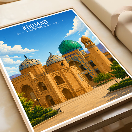 Khujand - Tajikistan - Travel Poster Print Modern Style Wall Art - Art Print - Travel Art Poster