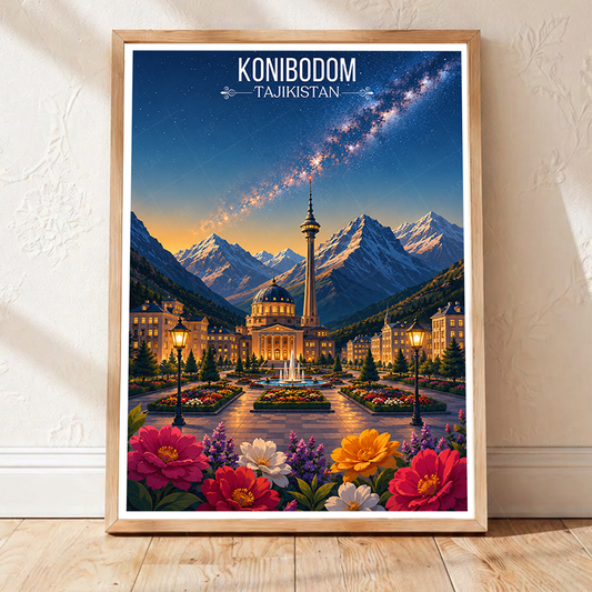 Konibodom - Tajikistan - Travel Poster Print Modern Style Wall Art - Art Print - Travel Art Poster