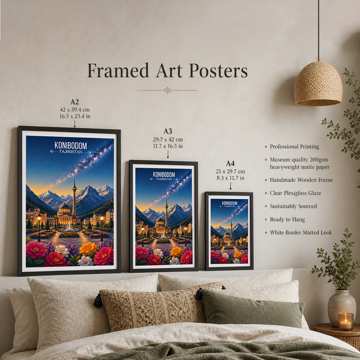 Konibodom - Tajikistan - Travel Poster Print Modern Style Wall Art
