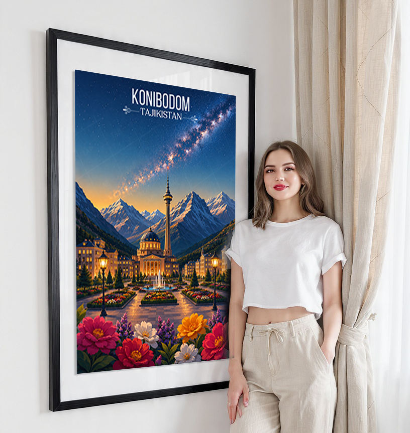 Konibodom - Tajikistan - Travel Poster Print Modern Style Wall Art