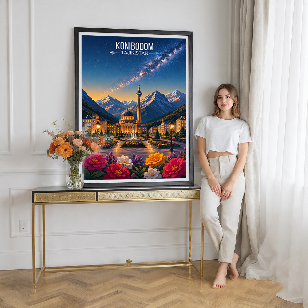Konibodom - Tajikistan - Travel Poster Print Modern Style Wall Art