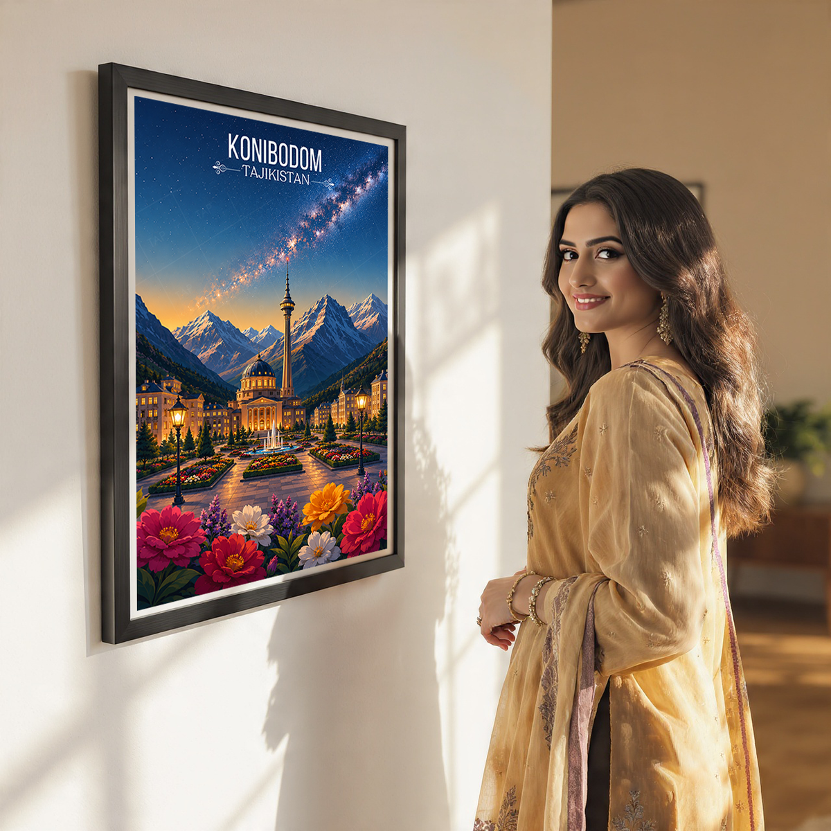 Konibodom - Tajikistan - Travel Poster Print Modern Style Wall Art