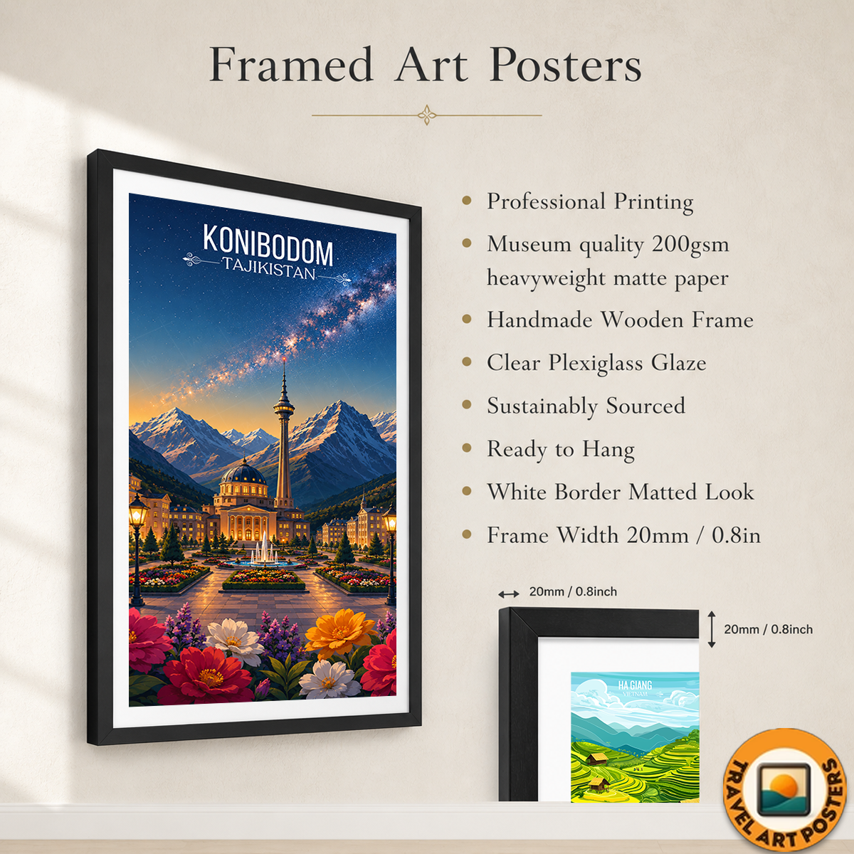 Konibodom - Tajikistan - Travel Poster Print Modern Style Wall Art