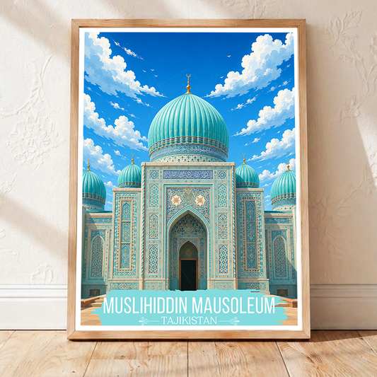 Muslihiddin Mausoleum - Tajikistan - Travel Poster Print Modern Style Wall Art - Art Print - Travel Art Poster