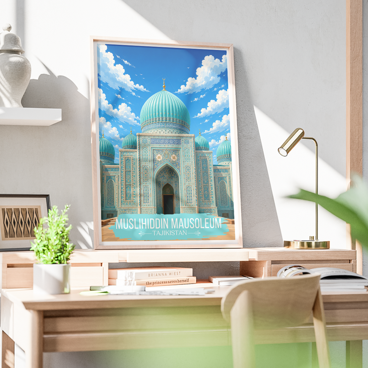 Muslihiddin Mausoleum - Tajikistan - Travel Poster Print Modern Style Wall Art