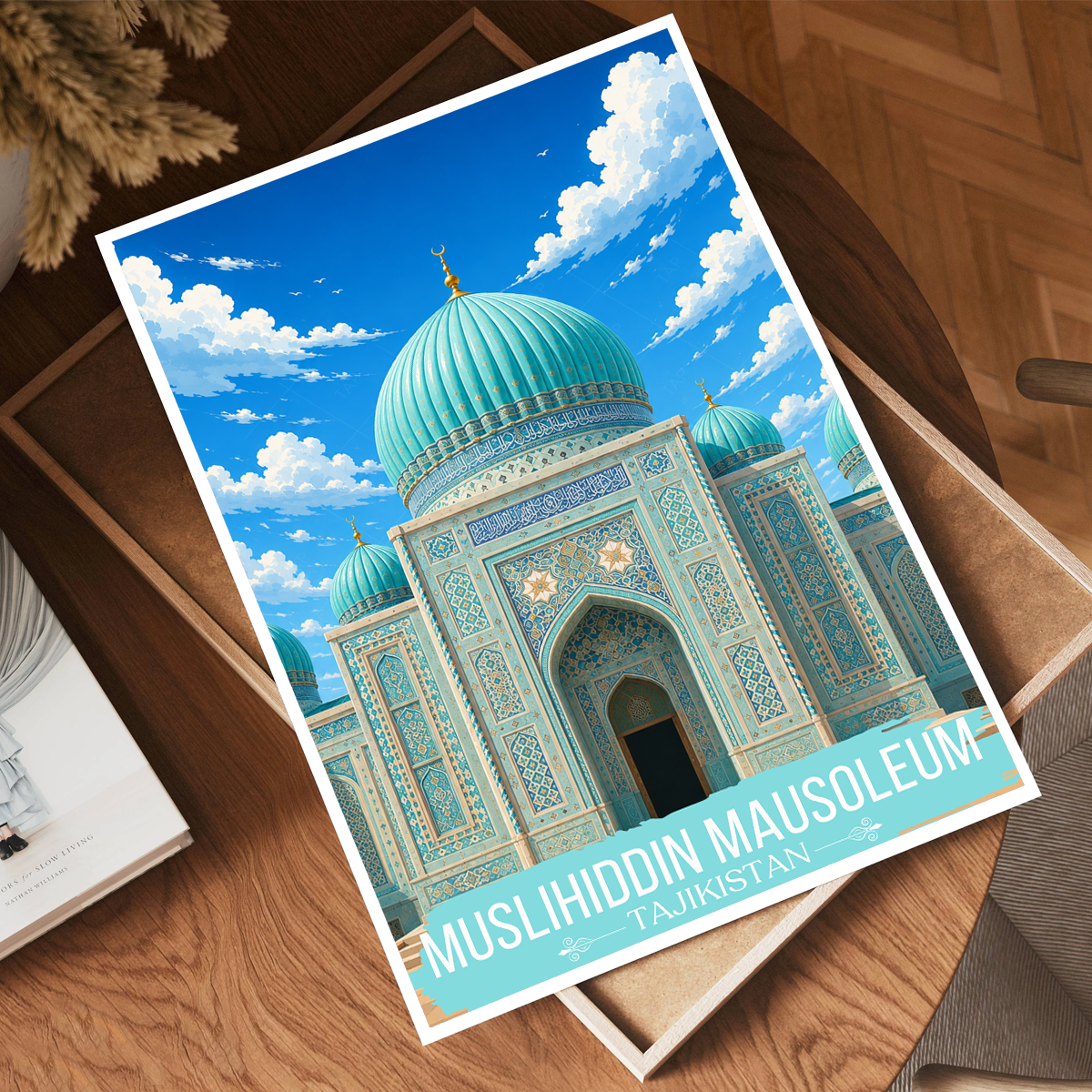 Muslihiddin Mausoleum - Tajikistan - Travel Poster Print Modern Style Wall Art