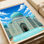 Muslihiddin Mausoleum - Tajikistan - Travel Poster Print Modern Style Wall Art
