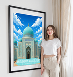 Muslihiddin Mausoleum - Tajikistan - Travel Poster Print Modern Style Wall Art