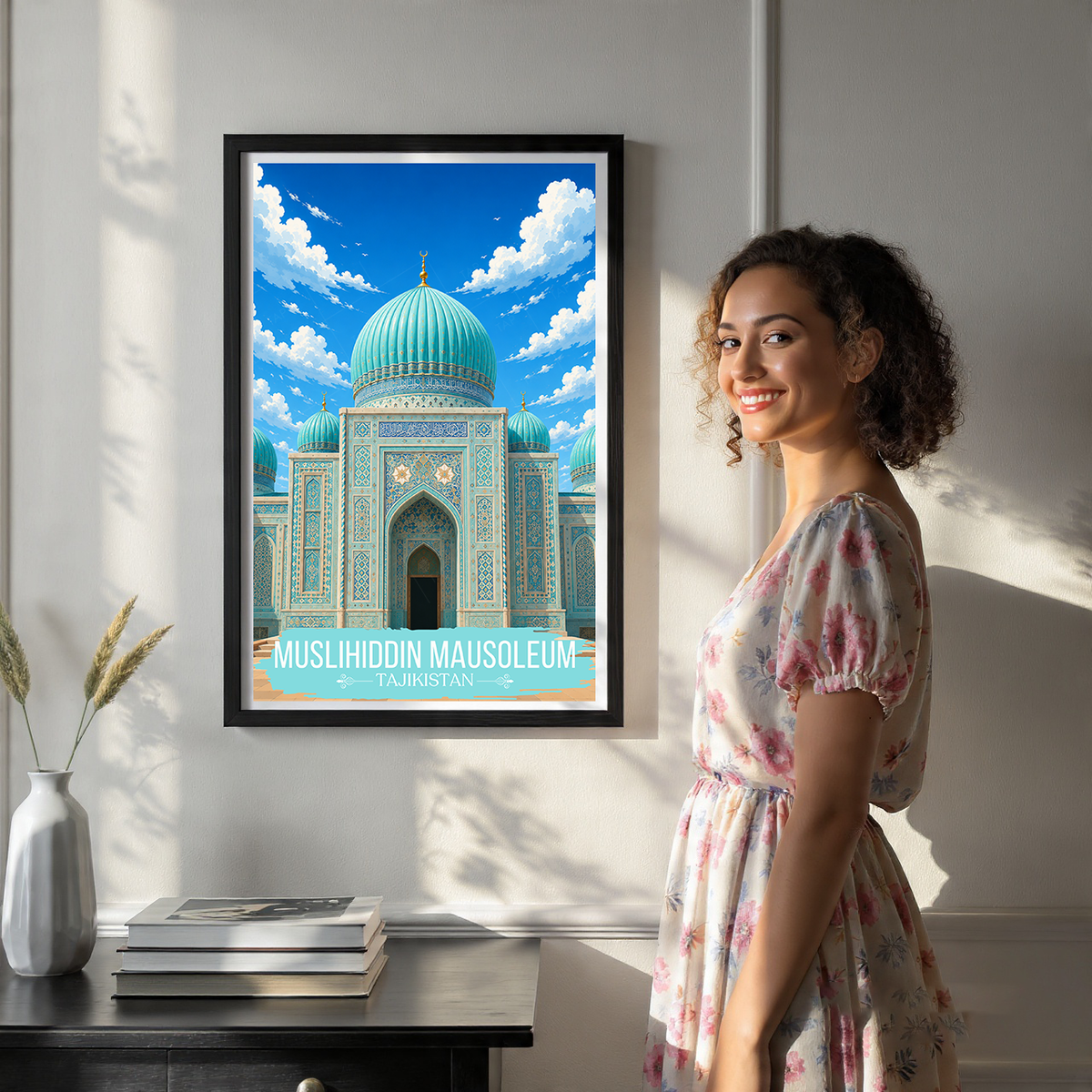 Muslihiddin Mausoleum - Tajikistan - Travel Poster Print Modern Style Wall Art