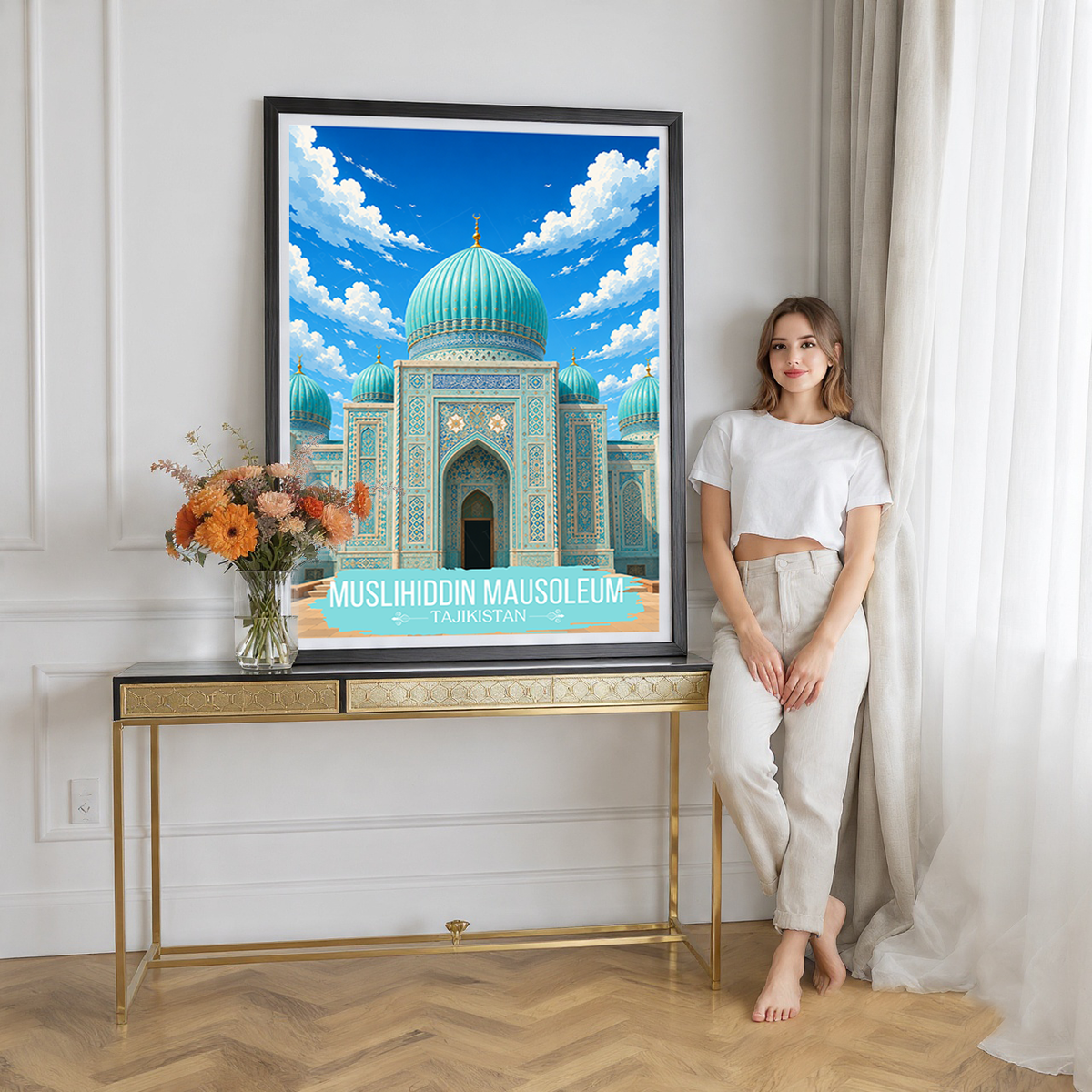 Muslihiddin Mausoleum - Tajikistan - Travel Poster Print Modern Style Wall Art