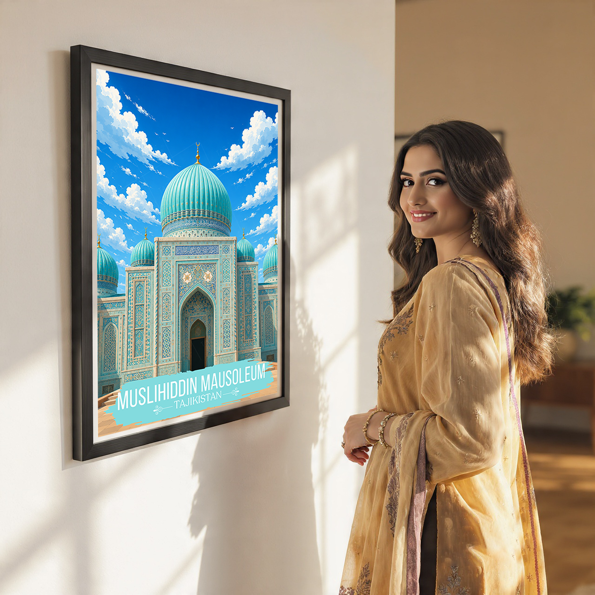Muslihiddin Mausoleum - Tajikistan - Travel Poster Print Modern Style Wall Art