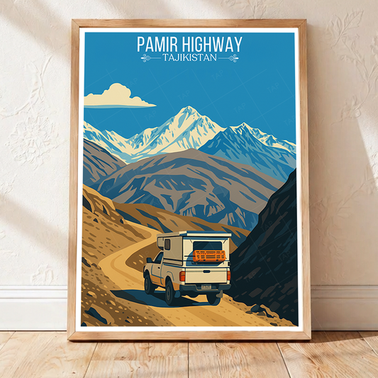 Pamir Highway - Tajikistan - Travel Poster Print Modern Style Wall Art - Art Print - Travel Art Poster