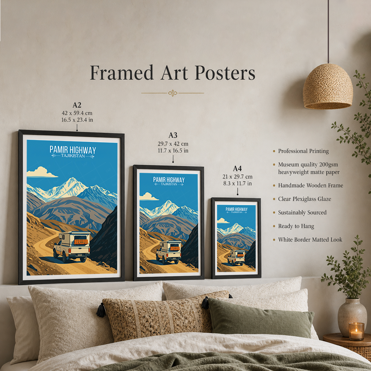 Pamir Highway - Tajikistan - Travel Poster Print Modern Style Wall Art