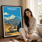 Pamir Highway - Tajikistan - Travel Poster Print Modern Style Wall Art