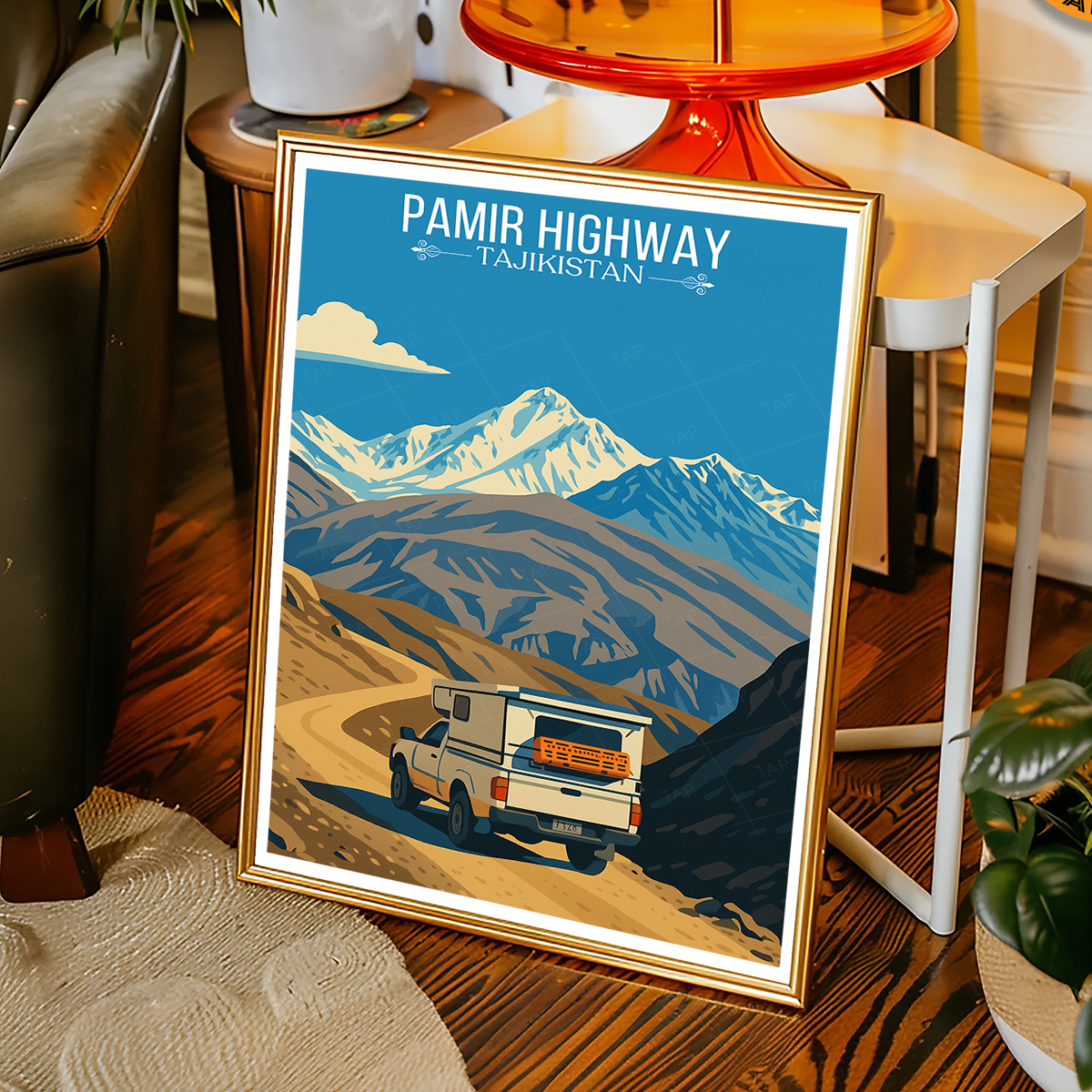 Pamir Highway - Tajikistan - Travel Poster Print Modern Style Wall Art