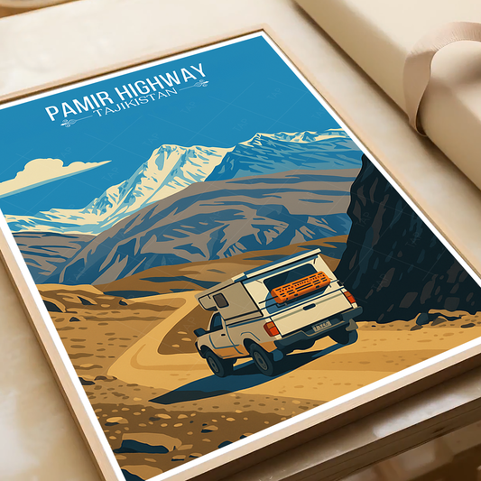 Pamir Highway - Tajikistan - Travel Poster Print Modern Style Wall Art - Art Print - Travel Art Poster