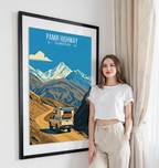 Pamir Highway - Tajikistan - Travel Poster Print Modern Style Wall Art