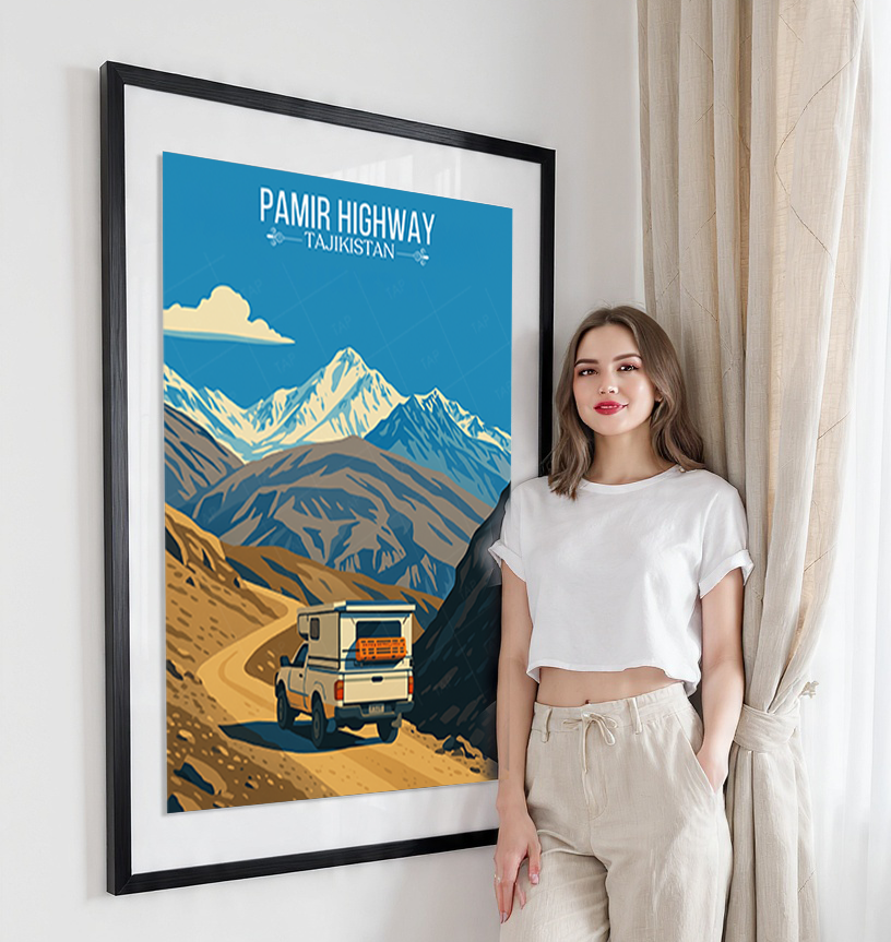 Pamir Highway - Tajikistan - Travel Poster Print Modern Style Wall Art