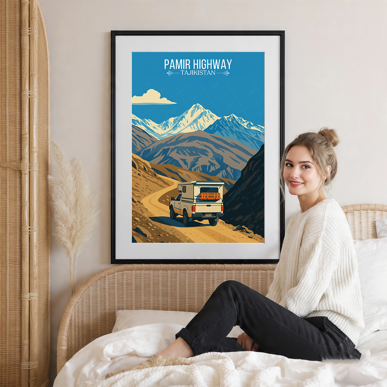 Pamir Highway - Tajikistan - Travel Poster Print Modern Style Wall Art