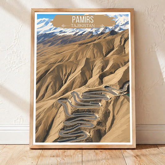 Pamirs - Tajikistan - Travel Poster Print Modern Style Wall Art - Art Print - Travel Art Poster