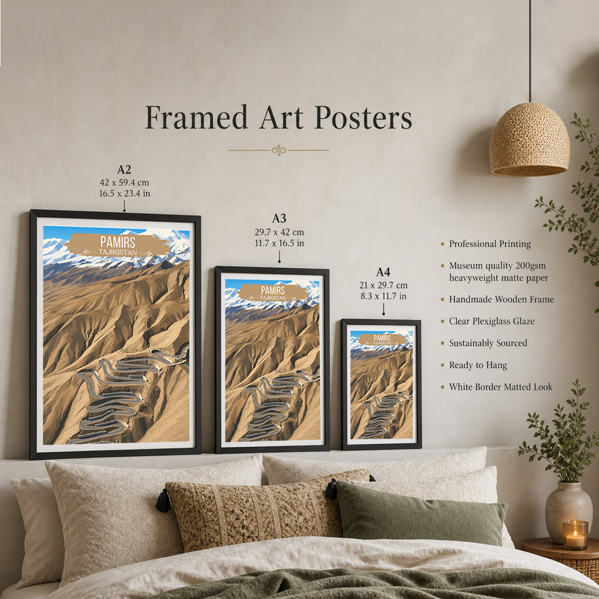 Pamirs - Tajikistan - Travel Poster Print Modern Style Wall Art