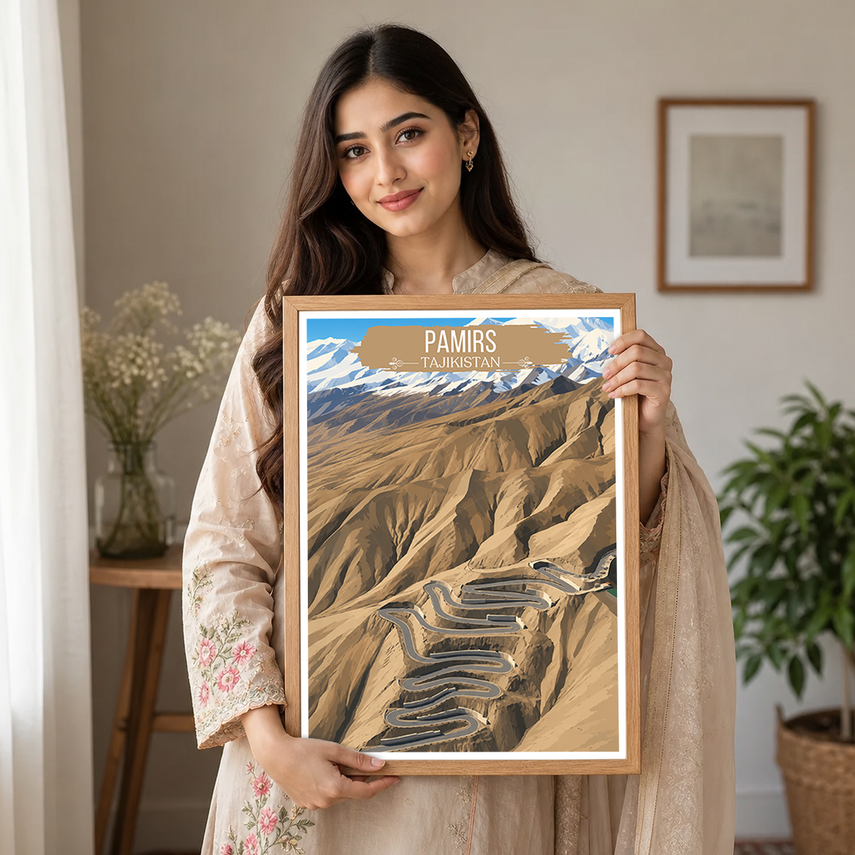 Pamirs - Tajikistan - Travel Poster Print Modern Style Wall Art