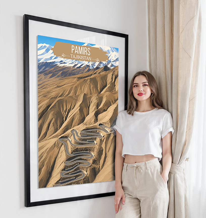 Pamirs - Tajikistan - Travel Poster Print Modern Style Wall Art