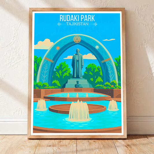 Rudaki Park - Tajikistan - Travel Poster Print Modern Style Wall Art - Art Print - Travel Art Poster