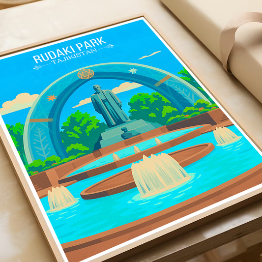 Rudaki Park - Tajikistan - Travel Poster Print Modern Style Wall Art - Art Print - Travel Art Poster