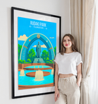 Rudaki Park - Tajikistan - Travel Poster Print Modern Style Wall Art