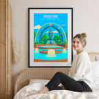Rudaki Park - Tajikistan - Travel Poster Print Modern Style Wall Art
