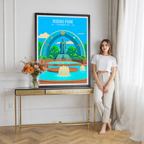 Rudaki Park - Tajikistan - Travel Poster Print Modern Style Wall Art
