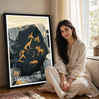 Saimaluu Petroglyphs - Tajikistan - Travel Poster Print Modern Style Wall Art