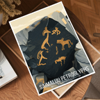 Saimaluu Petroglyphs - Tajikistan - Travel Poster Print Modern Style Wall Art