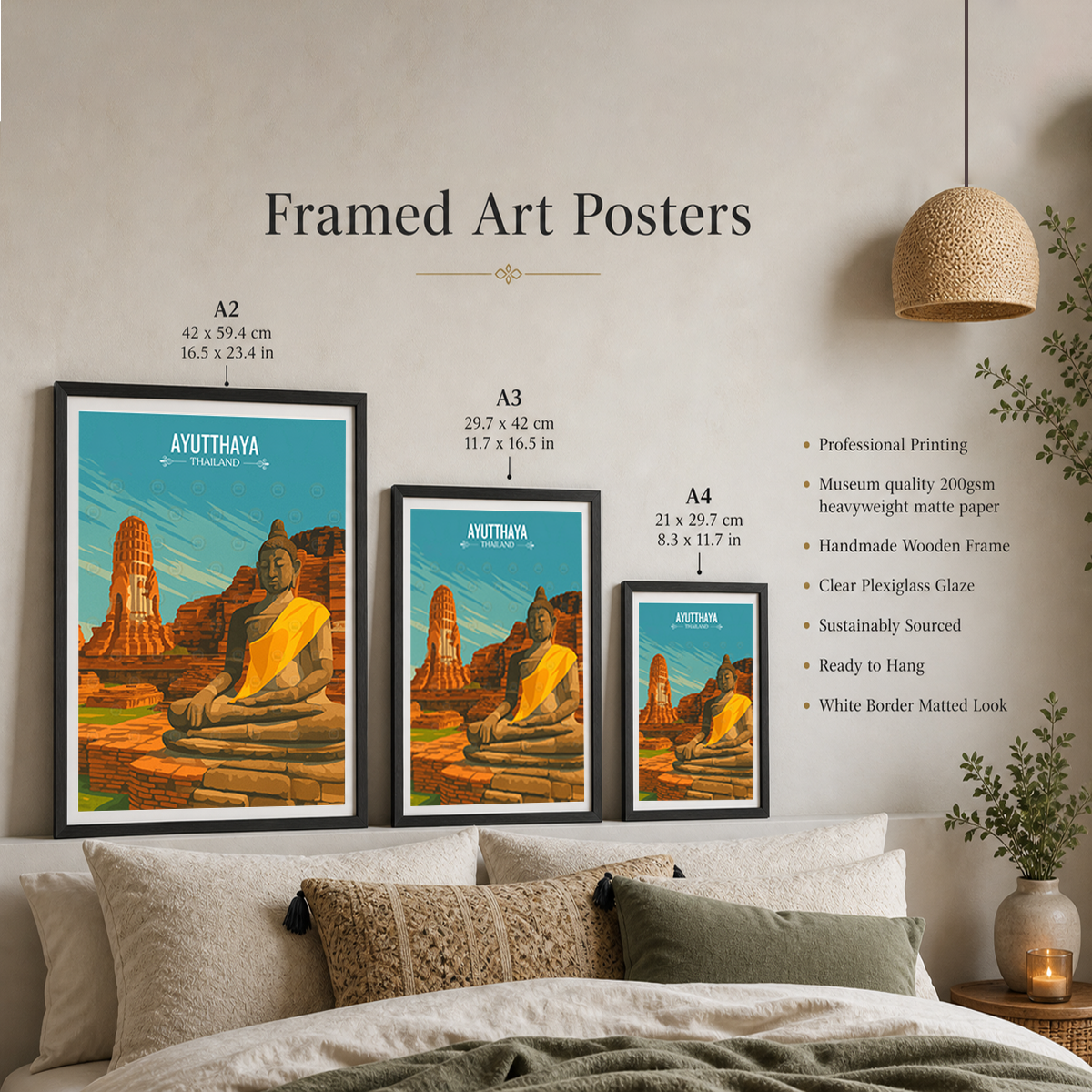 Ayutthaya - Thailand - Travel Poster Vintage Style Wall Art Print - Art Print - Travel Art Poster