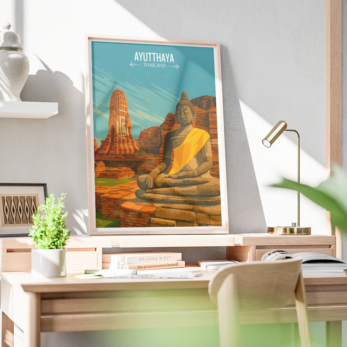 Ayutthaya - Thailand - Travel Poster Vintage Style Wall Art Print - Art Print - Travel Art Poster