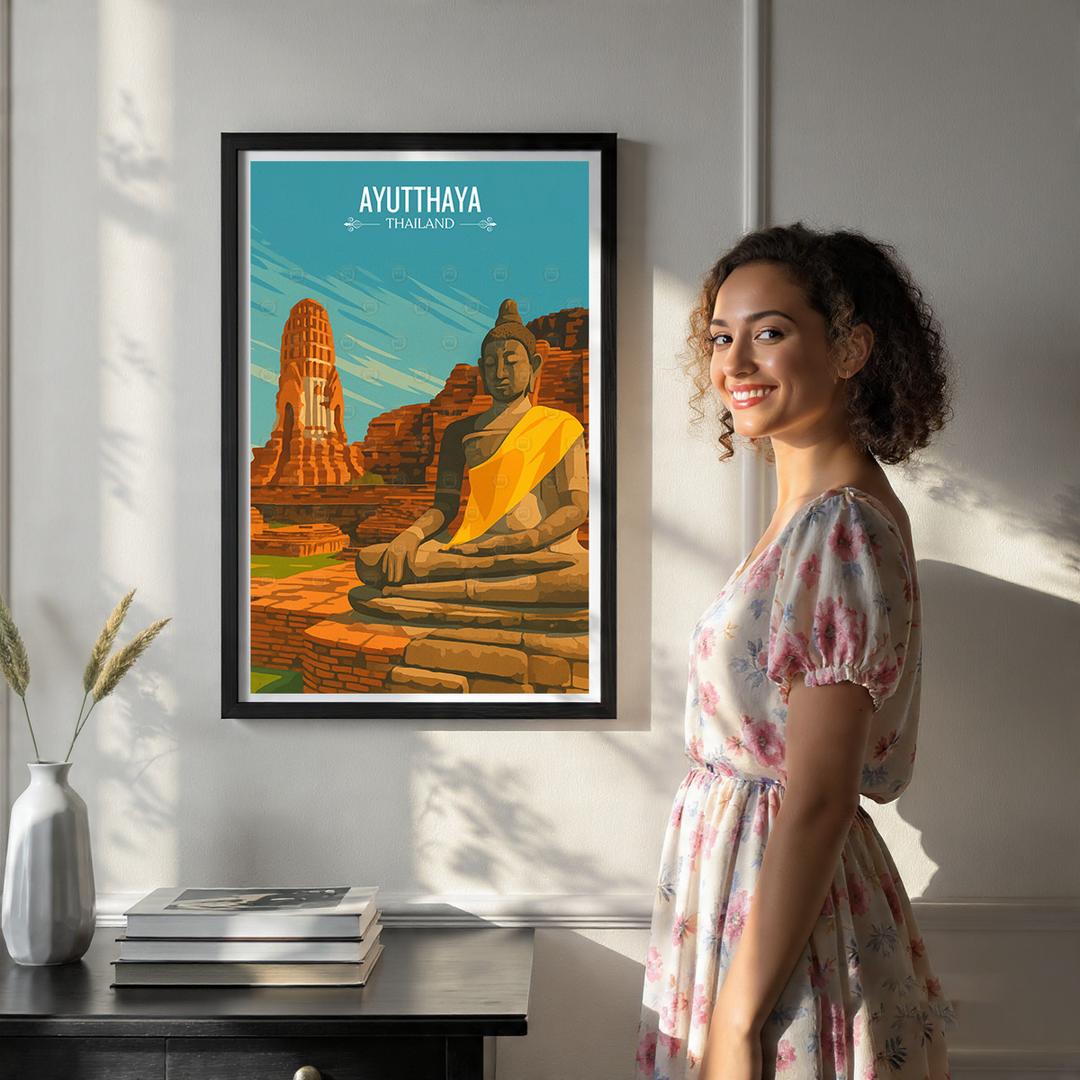Ayutthaya - Thailand - Travel Poster Vintage Style Wall Art Print - Art Print - Travel Art Poster