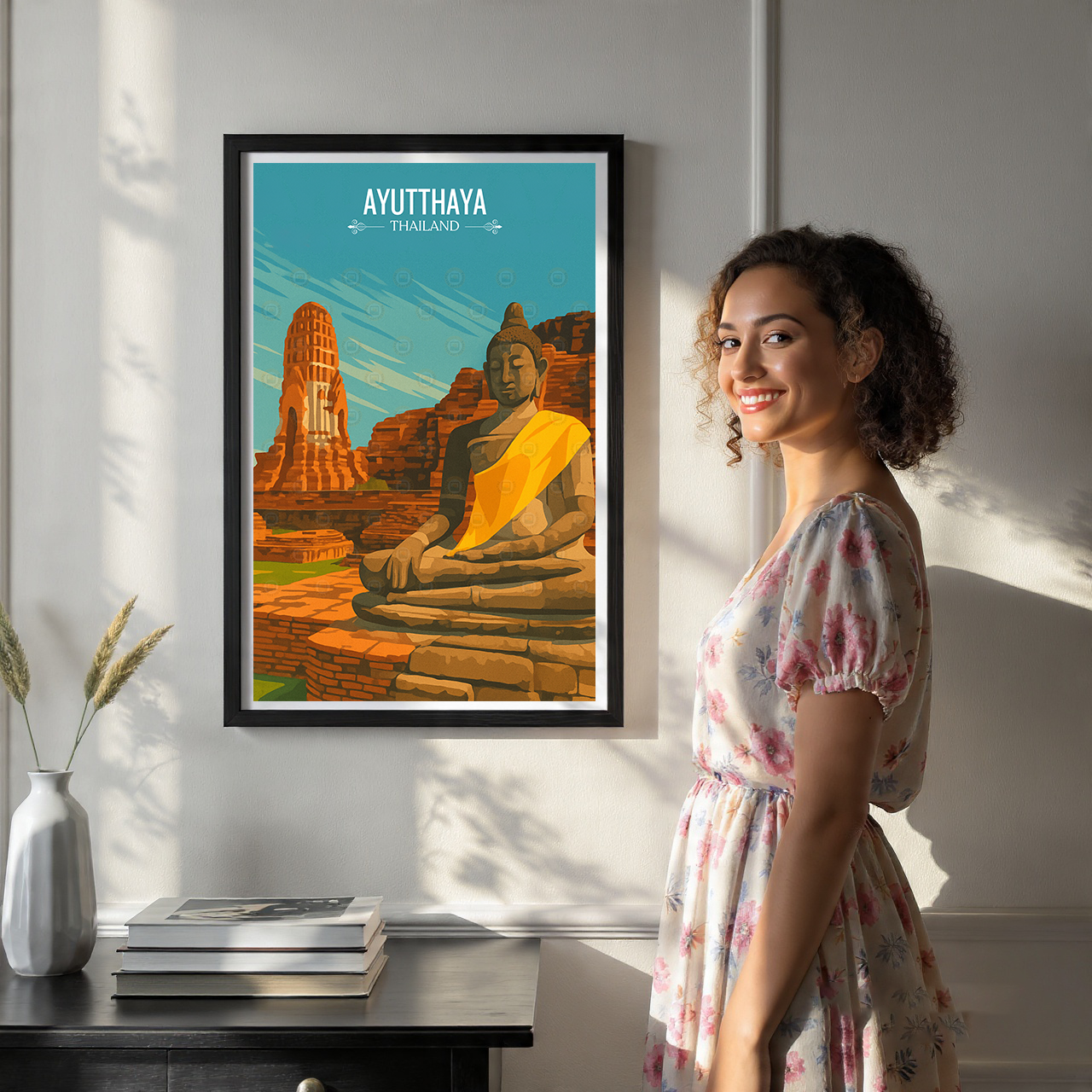 Ayutthaya - Thailand - Travel Poster Vintage Style Wall Art Print - Art Print - Travel Art Poster