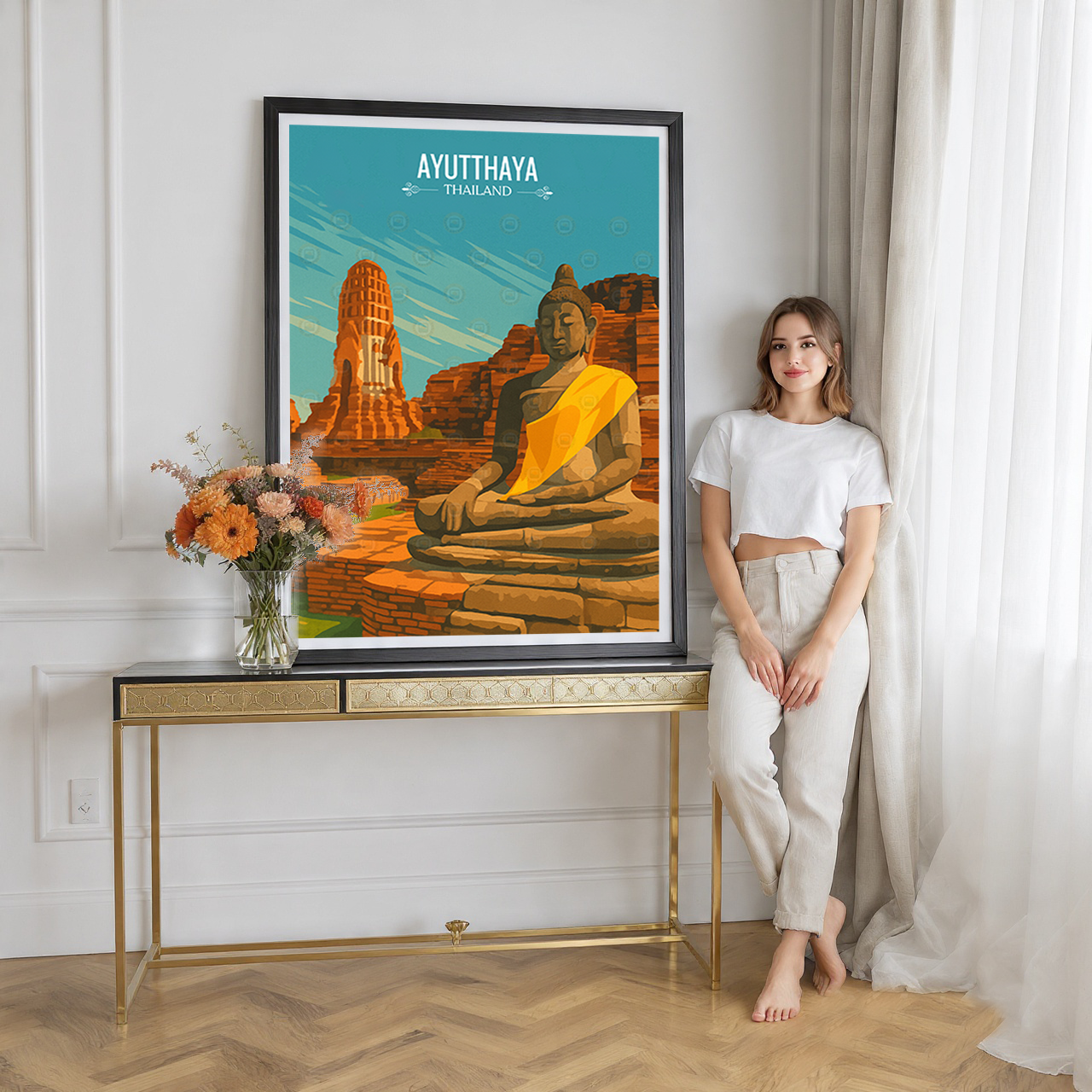 Ayutthaya - Thailand - Travel Poster Vintage Style Wall Art Print - Art Print - Travel Art Poster