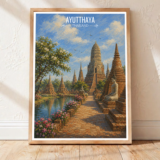 Ayutthaya - Thailand - Travel Poster Vintage Style Wall Art Print - Art Print - Travel Art Poster
