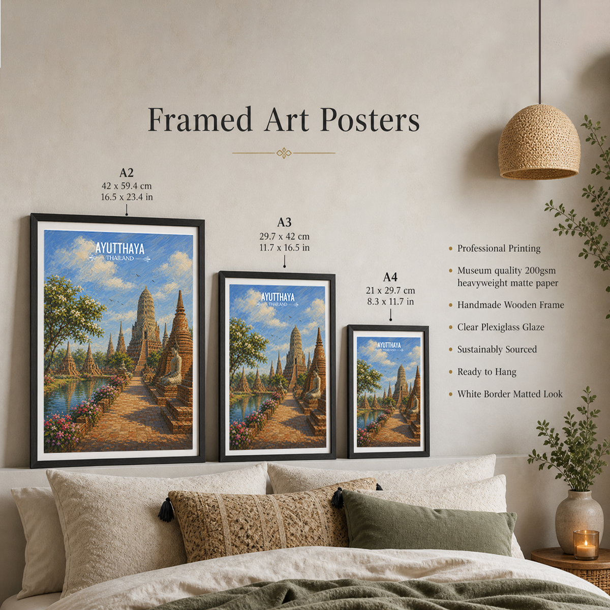 Ayutthaya - Thailand - Travel Poster Vintage Style Wall Art Print - Art Print - Travel Art Poster