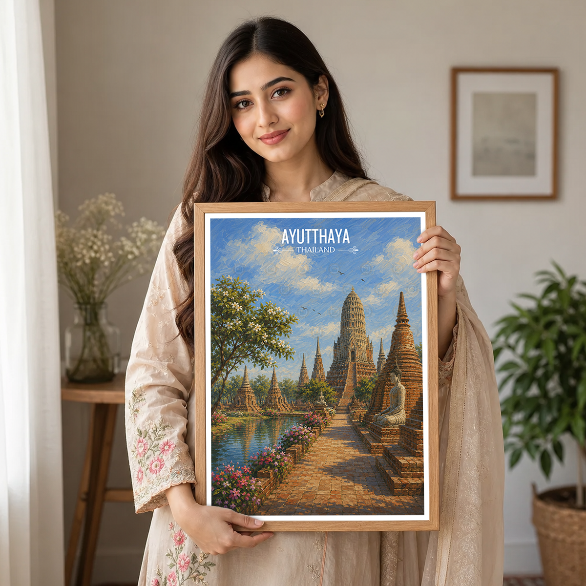 Ayutthaya - Thailand - Travel Poster Vintage Style Wall Art Print - Art Print - Travel Art Poster