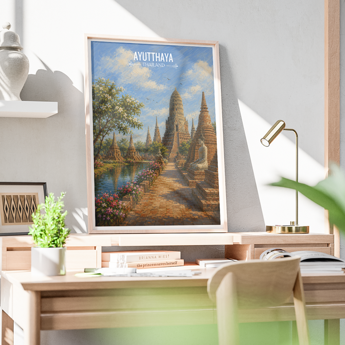 Ayutthaya - Thailand - Travel Poster Vintage Style Wall Art Print - Art Print - Travel Art Poster