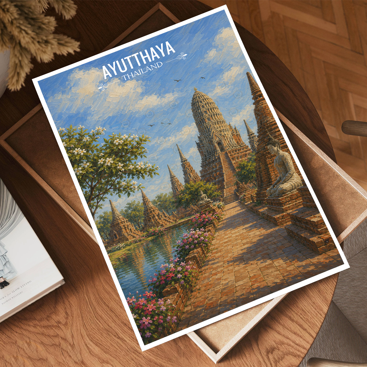 Ayutthaya - Thailand - Travel Poster Vintage Style Wall Art Print - Art Print - Travel Art Poster