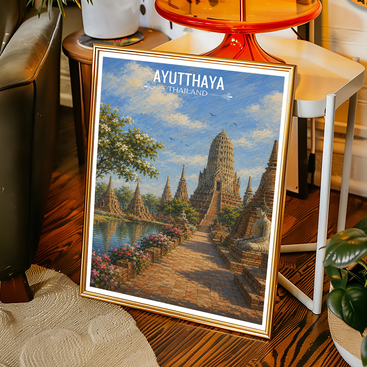 Ayutthaya - Thailand - Travel Poster Vintage Style Wall Art Print - Art Print - Travel Art Poster