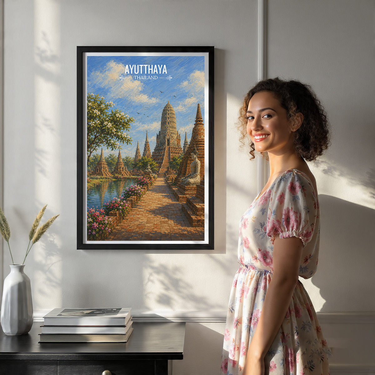 Ayutthaya - Thailand - Travel Poster Vintage Style Wall Art Print - Art Print - Travel Art Poster