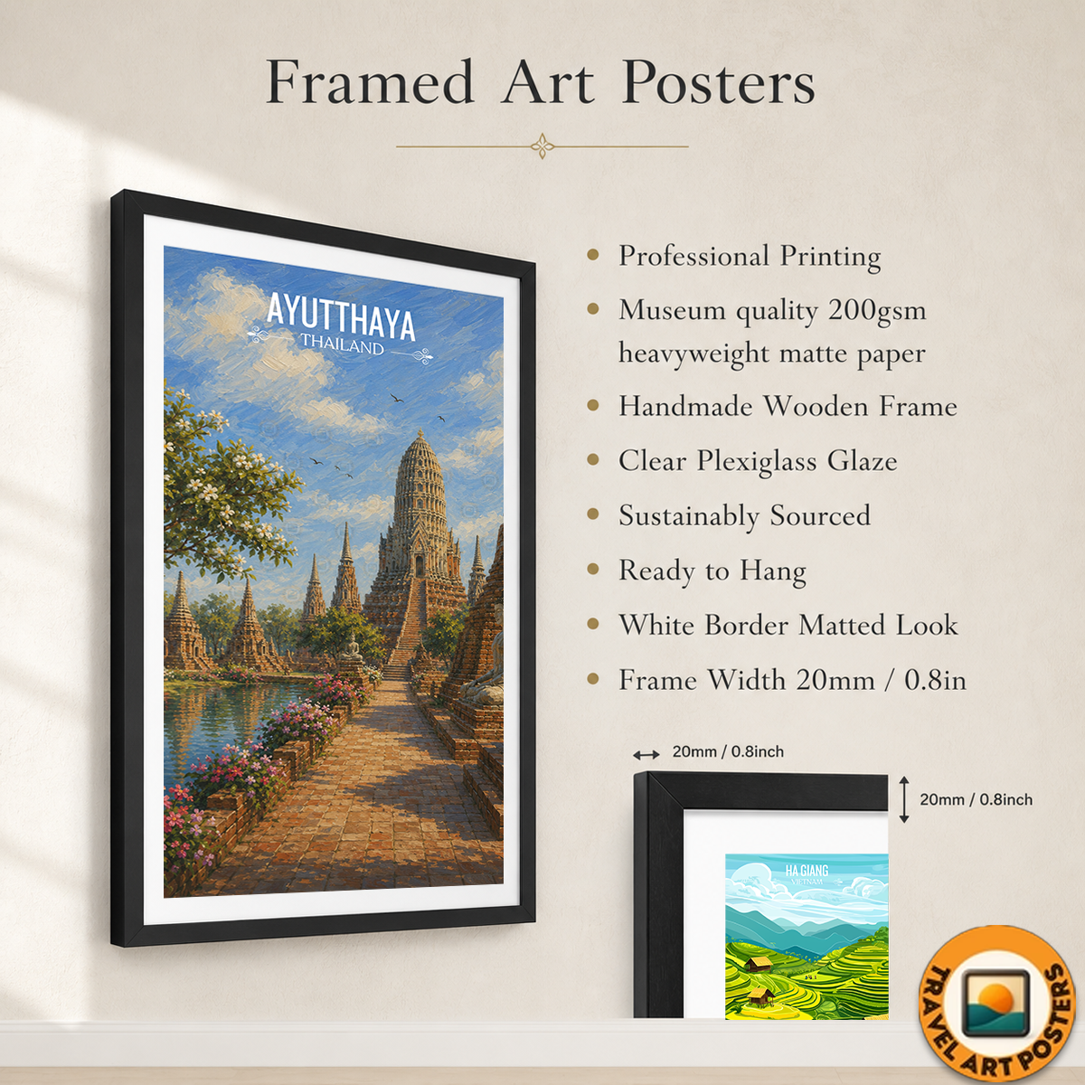 Ayutthaya - Thailand - Travel Poster Vintage Style Wall Art Print - Art Print - Travel Art Poster